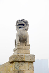 Stone lion carving craftsmanship in China