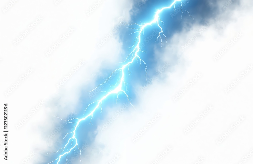 Poster blue lightning effect illustration on transparent png background. thunder electric discharge graphic