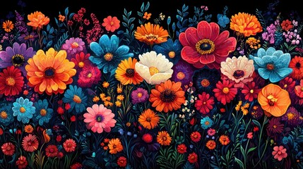 Vibrant Floral Symphony: A Kaleidoscope of Blossoms