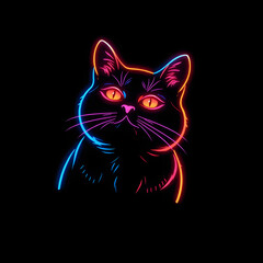 neon cat minimalistic illustration