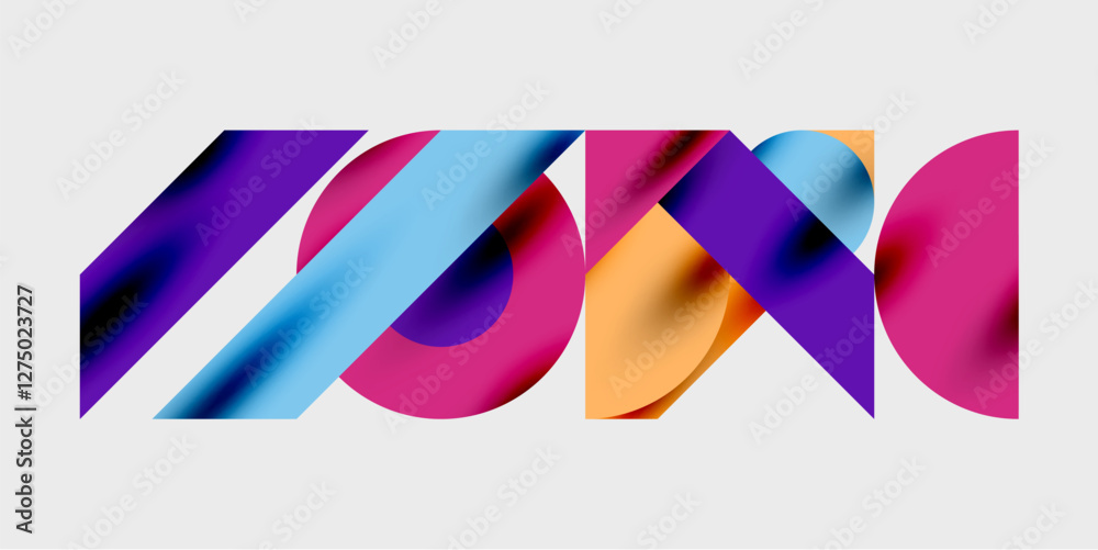 Aufkleber Modern abstract background featuring circles, lines, and triangles in a dynamic geometric composition. Perfect for stylish, tech, or creative-themed designs