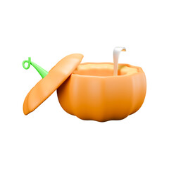 a 3D icon render pumpkin soup 