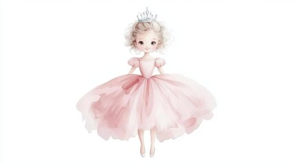 Adorable little girl in a pink dress, portrait of childhood innocence and joy