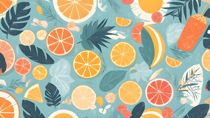 seamless pattern with fruits and vegetables
