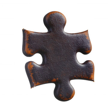 Dark Brown Jigsaw Puzzle Piece Displaying Distressed Finish