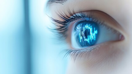 Detailed closeup of eye and eye chart during vision examination, healthcare ophthalmology