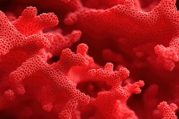 Seamless Red Coral vibrant red coral structure, showcasing intricate patterns and textures. The image highlights the unique formations and details of coral, emphasizing its natural beauty.
