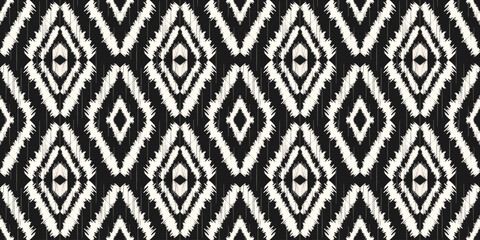 Ethnic ikat seamless pattern.beautiful pattern. floral embroidery, bohemian style, abstract flower art print. ethnic ikat abstract art. seamless fabric. ikat design for fabric, wallpaper, clothing.	