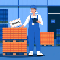 Food Recall concept safety inspector pallet image illustration