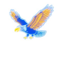 Obraz premium Glowing Neon Blue and Gold Eagle Illustration with Extended Claws