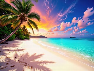 Fototapeta premium sunset on a tropical beach