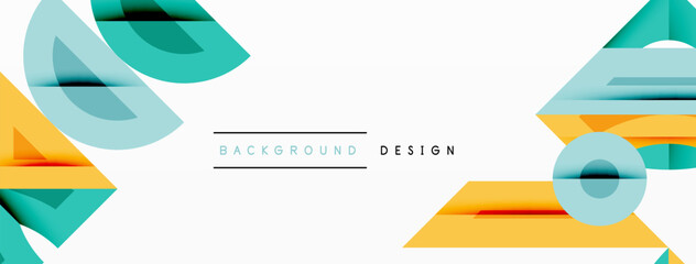 Abstract geometric background with shapes, featuring circular and rounded elements. Bold contrast, smooth gradients, dynamic composition, futuristic style