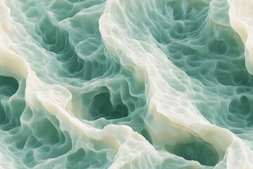 Seamless Yanyuan abstract representation of flowing waves with a mix of soft green and white colors, creating a fluid and dynamic texture.