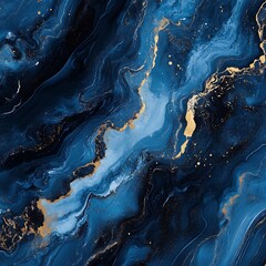 Obraz premium A stunning abstract background featuring rich blue and gold swirls that create a sense of depth and elegance. Perfect for modern designs and artistic projects.
