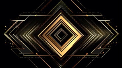 A stunning abstract design featuring geometric shapes in gold and black, reminiscent of luxurious art deco style. Perfect for use in modern graphic projects and backgrounds.