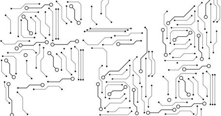 Black circuit connection on white background. High-tech circuit board connection system. futuristic digital innovation background.	