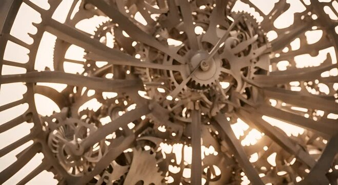 A giant clock ticking backward in a world where time 4K