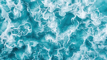 Obraz premium Aerial view of turbulent ocean waves in vibrant blue hues
