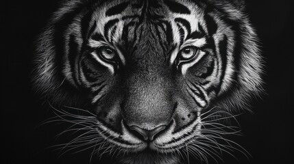Obraz premium Majestic tiger portrait in striking black and white