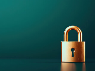 minimalist header showcasing golden padlock on green background, symbolizing security and protection. sleek design evokes sense of trust and reliability