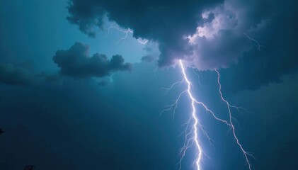 Heavy stormy weather with dark clouds, lightning, and heavy raindrops, cloudy, disorderly