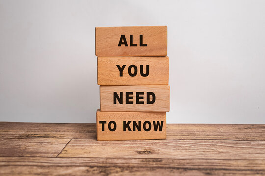 all you need to know words text symbol on wooden blocks on white background