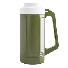 Military Green Beverage Server with White Lid and Curved Handle