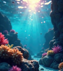 Naklejka premium underwater scene with numerous defocused bubbles in water, aquatic life, water