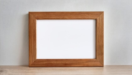 Single Cherry Wood Frame Mockup Elegant Landscape Scene Featuring A to A Sized Frames in a Horizontal Orientation, Showcasing the Natural Grain and Warmth of Cherry Wood on at.