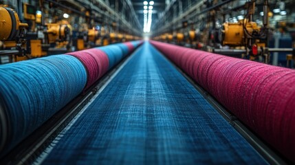 Obraz premium Textile Factory: A Symphony of Color and Industry
