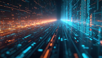 Digital technology background with data exchange concept. Futuristic software development, cloud computing, business intelligence, global network, data analysis, computer programming, internet