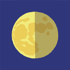 アナログ手描き風の月