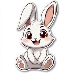 Obraz premium Cute Cartoon Rabbit with Big Eyes and Happy Expression Sitting