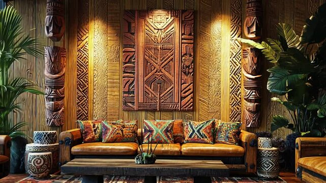 Polynesian-Inspired Living Room Interior Design