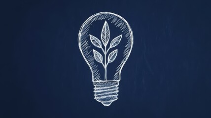 A light bulb sketch with a leafy plant inside, symbolizing sustainability and eco-friendly ideas.