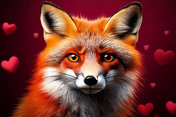 Fototapeta premium Valentine's Day and the Fox