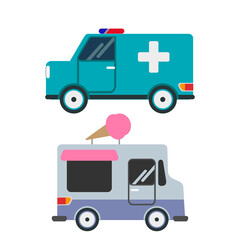 ambulance & ice cream truck vector illustration © Rosalina