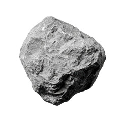 Obraz premium Grey Rocky Boulder Isolated on a White Background Highlighting Texture and Natural Formation