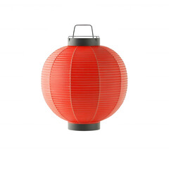 Red Paper Lantern with Pleats and Handle