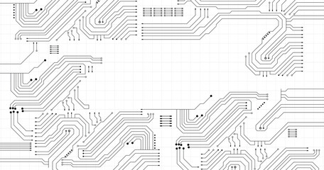 Abstract digital background with technology circuit board texture. Electronic motherboard illustration. Communication and engineering concept. Vector illustration. 