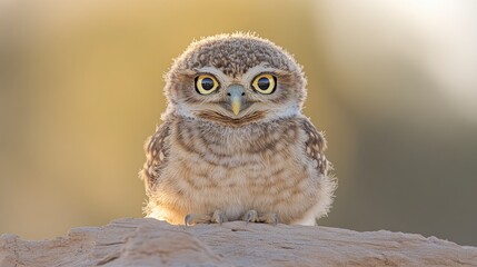 Fototapeta premium Adorable Little Owl Perched on Branch Wildlife Photography