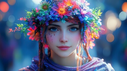 Enchanted Woman  Flower Crown  Portrait  Fantasy  Girl  Nature
