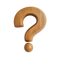 Wooden question mark isolate on transparent background