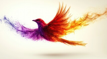 Fototapeta premium Artistic Bird in Flight Colorful Abstract PNG Design Element