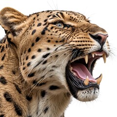 Naklejka premium Roaring Leopard Close-Up