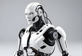 Futuristic White Robot Torso