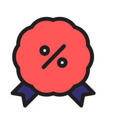 Obraz premium Percentage Ribbon Filled Line Icon