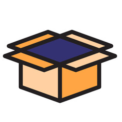 Open Box Filled Line Icon