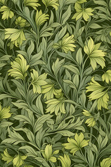 Naklejka premium Digital nature herbs and greens graphic poster background