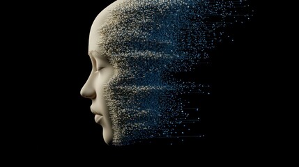 AI Digital Human Head  Data Stream  Cybersecurity  Network  Technology  Abstract Art